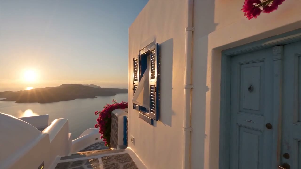 Sample invitation, Santorini Coast design, shown with an example couple